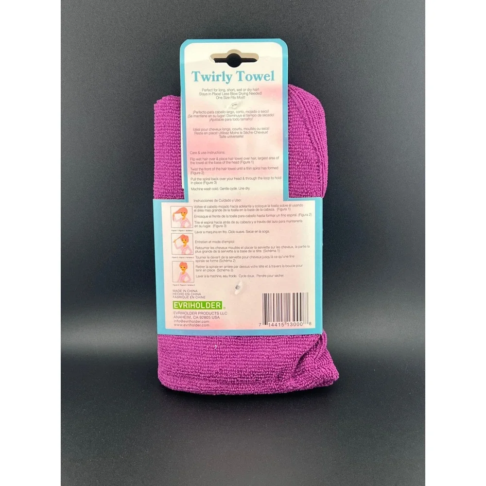 Evri Twirly Towel Microfiber Hair Towel Wrap Purple One Size Fits Most NEW